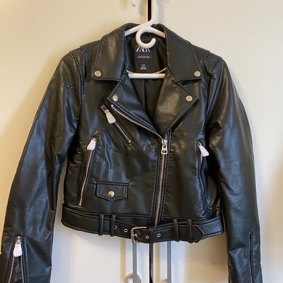 Zara FAUX LEATHER BIKER JACKET - Picture 2 of 5